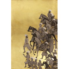 Shamsuddin Tanwri, 29 x 42 Inch, Graphite Gold and Silver Leaf on Paper, Figurative Painting, AC-SUT-067